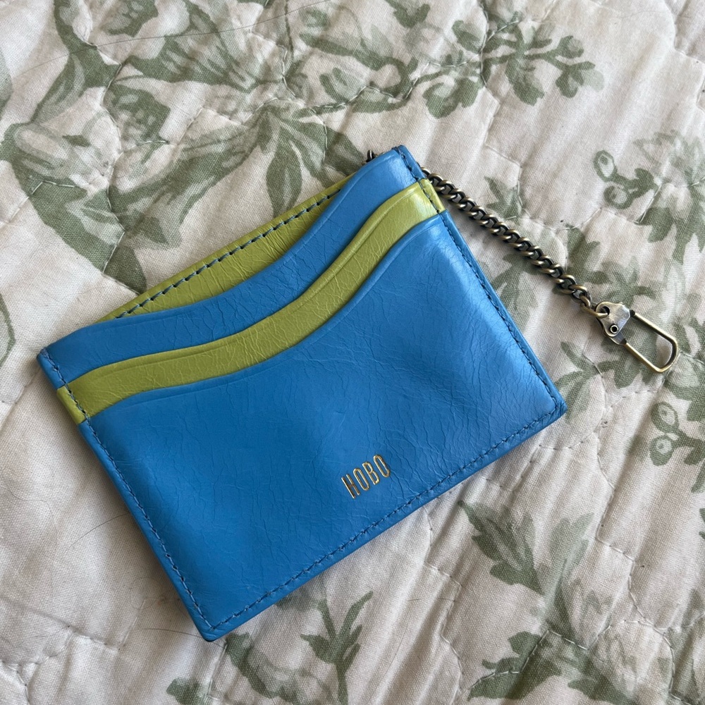 Hobo Green and Blue Leather Cardholder